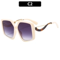 Oversized butterfly sunglasses in cream white with purple gradient lenses and gold temples - Beige Frame Double Gray Lens (C2)