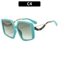 Oversized butterfly sunglasses in turquoise frame with grey gradient lenses and gold temples - Sky Blue Frame Double Green Lens (C4)