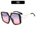 Oversized butterfly sunglasses in black frame with purple to pink gradient lenses - Bright Black Frame Purple Pink Gradient (C6)