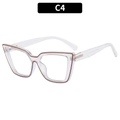 Gafas de luz azul ojo de gato con montura transparente y líneas marrones internas - Ámbar