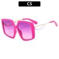 Oversized rose pink butterfly sunglasses with gradient purple lenses and wavy temples - Rose Red Frame Double Purple Lens (C5)