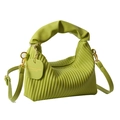 Bolso de mano plisado verde lima con asa fruncida y correa ajustable para mujer - Verde