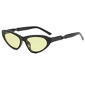 Gafas de sol cat eye con montura negra, patillas retorcidas y lentes amarillas - Marco Negro Brillante Lente Amarilla