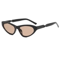 Gafas de sol cat eye con montura negra y patillas geométricas en tinte marrón suave - Marco Negro Brillante Lente Té