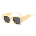 Occhiali da sole squadrati oversize retrò con montatura spessa crema e lenti grigie - Montatura Beige Lenti Grigie
