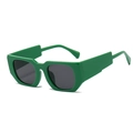 Lunettes de soleil rétro à monture carrée large vert vif avec verres gris foncé - Monture Verte Verres Gris