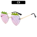 Lunettes de soleil fraise sans monture avec dégradé rose et branches en métal doré chic - Monture Dorée Verres Mercure Violets