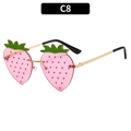 Lunettes de soleil fraise sans monture avec verres roses et branches dorées - Monture Dorée Rose Translucide