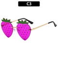 Lunettes de soleil fraise sans monture avec verres rose rouge et branches en métal doré - Monture Dorée Verres Violets