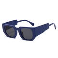 Lunettes de soleil carrées bleu foncé à monture épaisse et branches larges - Monture Bleue Verres Gris