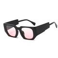 Lunettes de soleil géométriques carrées monture noire et verres roses transparents - Monture Noire Verre Blush