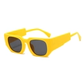 Lunettes de soleil rectangulaires tendance avec monture jaune vif et branches larges femme - Monture Jaune Verres Jaunes