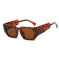 Lunettes de soleil carrées rétro avec monture léopard écaille et branches larges - Monture Léopard / Verres Thé