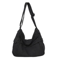 Borsa tote in tela nera di grande capacità con tracolla larga regolabile - Nero