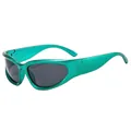 Occhiali da sole avvolgenti Y2K verde metallizzato dallo stile futuristico - Montatura Verde Lenti Grigio Nero (C2)