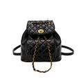 Quilted black leather backpack featuring gold-tone chain straps and a turn-lock closure - Black