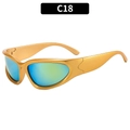 Y2K punk sport zonnebril in metallic goud met iriserende groene glazen vliegenier - Geel Frame Gouden Spiegelglazen (C18)