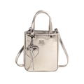 Metallic zilveren mini emmertas met COIN 2DM logo en hartvormige bedelhanger - Zilver