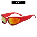 Y2K punk sport zonnebril met felrood montuur en geel getinte reflecterende glazen - Rood Frame Rode Spiegelglazen (C17)