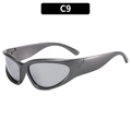 Futuristische Y2K sportzonnebril met zilveren metalen frame en grijze glazen - Gunmetal Frame Spiegelglazen (C9)
