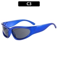 Sportieve Y2K zonnebril in metallic donkerblauw met donkergrijze zonneglazen - Blauw Montuur Zwartgrijze Lenzen (C3)