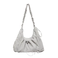 Bolso hobo gris claro con diseño plisado y correas de cordón ajustables de nailon - Gris
