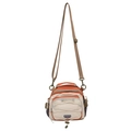 Umhängetasche in Orange, Beige und Braun mit verstellbarem Schultergurt im Patchwork - Orangerot