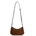 Braune Hobo-Tasche mit Leopardenmuster, Lederriemen und silbernem Reißverschluss - Regenbogen