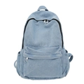 Minimalistischer hellblauer Damen-Rucksack aus Denim mit schwarzen Reißverschlüssen - Hellblau