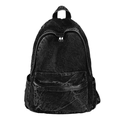 Minimalistischer Rucksack aus schwarzem gewaschenem Denim mit Vintage-Textur - Schwarz