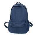 Klassischer dunkelblauer Denim-Rucksack mit Reißverschlusstasche und funktionalen Seitenfächern - Dunkelblau