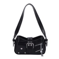 Borsa a spalla punk nera con borchie argentate, cerniere e ciondolo a forma di stella - Nero