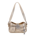 Borsa hobo metallizzata oro chiaro con borchie punk e pendente a stella - Oro