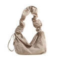 Schicke beige Hobo-Umhängetasche mit Falten, Rüschengurt und sicherem Reißverschluss - Beige