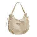 Chique beige hobo tas met vintage geplooide textuur en delicate strikdetails - Geel