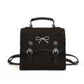 Mini zaino nero con stampe a cuori rossi e dettaglio a fiocco argento da donna - Cuore Nero