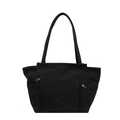 Schwarze Canvas-Tragetasche mit mehreren Taschen und langen Schultergurten für den Alltag - Schwarz