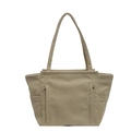 Minimalistische khakifarbene Segeltuch-Tasche mit vertikalen Reißverschlusstaschen - Khaki