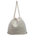 Sac bandoulière chic en toile crème avec imprimé My Sunday bleu et doublure rose - Blanc Cassé