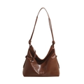 Deep brown large-capacity hobo bag with adjustable knotted strap and zip closure - Brown