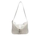 Bolso de hombro retro blanco crema de cuero sintético con tres hebillas de metal plateado - Blanco