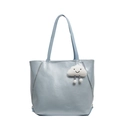 Light blue metallic tote bag with vertical zippers and cute cloud charm accessory - Blue