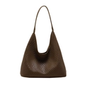 Dunkelbraune geflochtene Hobo-Schultertasche aus Leder mit minimalistischem Retro-Design - Grün