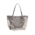 Bolso tote tejido plateado de gran capacidad con asas dobles para el uso diario - Plateado