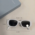 Chic white thick frame rectangular sunglasses with dark UV protection lenses for men and women - Grayish White