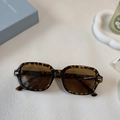 Close-up of stylish tortoise shell sunglasses with dark brown lenses and metal rivet details - Tortoise Shell Brown