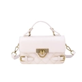 Quilted cream crossbody bag with gold buckle hardware and chain link detail - Off White