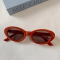 Gafas de sol ovaladas ojo de gato rojas con montura de leopardo y protección UV400 - Rojo