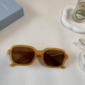 Classic amber square sunglasses with honey-colored frames and dark brown lenses - Amber Yellow