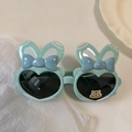 Occhiali da sole a cuore verde menta per bambini con orecchie di coniglio e fiocco - Blu
